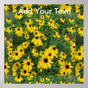 Schwarz Mit Augen Susans Yellow Green Poster