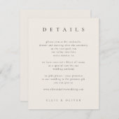 Schwarz mit Beige Elegante Details Hochzeit modern Begleitkarte (Vorne/Hinten)