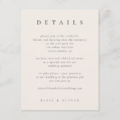 Schwarz mit Beige Elegante Details Hochzeit modern Begleitkarte (Vorderseite)