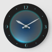 Schwarz mit Blau/Aqua-Face >Wall-Clock Große Wanduhr (Vorderseite)