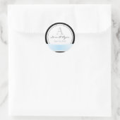 Schwarz mit blauem Band und monogramm Hochzeitsauf Runder Aufkleber (Tasche)