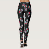 Schwarz mit Blauer Schädelknochen Leggings (Rückseite)