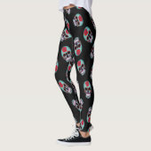 Schwarz mit Blauer Schädelknochen Leggings (Links)