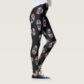 Schwarz mit Blauer Schädelknochen Leggings (Rechts)