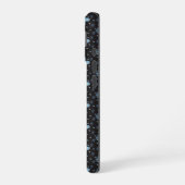 Schwarz mit Blue Paisley Blume iPhone 16 Fall Hülle (Linke Seite)