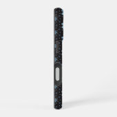 Schwarz mit Blue Paisley Blume iPhone 16 Fall Hülle (Rechte Seite)