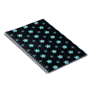 Schwarz mit Blue Paisley Blume iPhone 16 Fall Notizblock