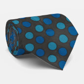 Schwarz mit Blue Polka Dot Muster Männer Krawatte (Gerollt)