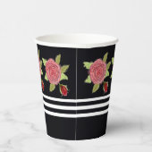 Schwarz mit Blumen Pappbecher (Rechts)