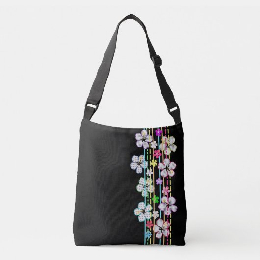 Schwarz mit Blumen Tragetaschen Mit Langen Trägern (Vorderseite)