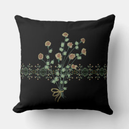 Schwarz mit Blumenakzent Kissen