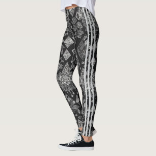 Schwarz mit Blumenspitze und 3 fett gestrichene St Leggings