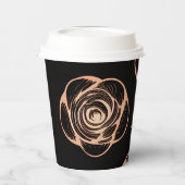 Schwarz mit Bronze Rose Muster Pappbecher (Links)