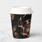 Schwarz mit Bronze Rose Muster Pappbecher (Rechts)