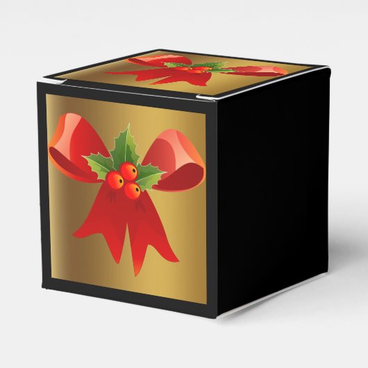 Schwarz mit Brushgold und Red Bow Fevor Box Geschenkschachtel (Vorderseite)