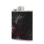 Schwarz mit Burgandy Feathers Flask Flachmann (Links)