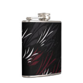 Schwarz mit Burgandy Feathers Flask Flachmann (Rechts)