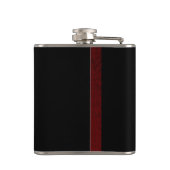 Schwarz mit Burgandy Strip Flask Flachmann (Rückseite)