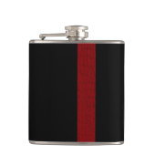 Schwarz mit Burgandy Strip Flask Flachmann (Vorderseite)