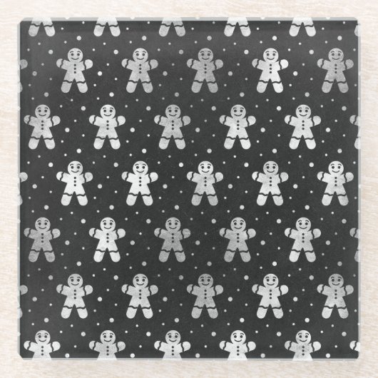 SCHWARZ MIT CHRISTMAS HOLIDAY GINGERBREAD MÄNNER GLASUNTERSETZER (Vorderseite)