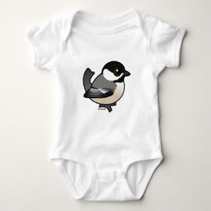 Schwarz-mit einer Kappe bedeckter Chickadee Baby Strampler