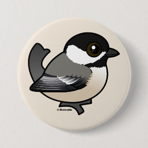 Schwarz-mit einer Kappe bedeckter Chickadee Button