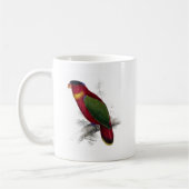 Schwarz-Mit einer Kappe bedeckter Lory durch Kaffeetasse (Links)