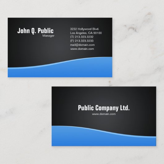 Schwarz mit einfachem Blue Wave Visitenkarte (Vorne/Hinten)