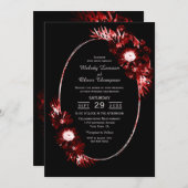 Schwarz mit Einladung von Burgundy Red Floral Wedd (Vorne/Hinten)