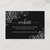Schwarz mit eleganter Silver Frills Wedding Websit Begleitkarte (Vorderseite)
