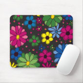 Schwarz mit farbenfrohen Blumen Mousepad (Mit Mouse)
