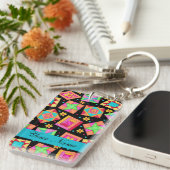 Schwarz mit farbenfrohen Quilt Blocks und Personal Schlüsselanhänger (Vorderseite rechts)