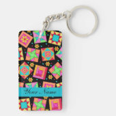 Schwarz mit farbenfrohen Quilt Blocks und Personal Schlüsselanhänger (Rückseite)
