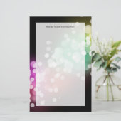 Schwarz mit farbigem Bokeh-Lichtdesign Briefpapier (Stehend Vorderseite)