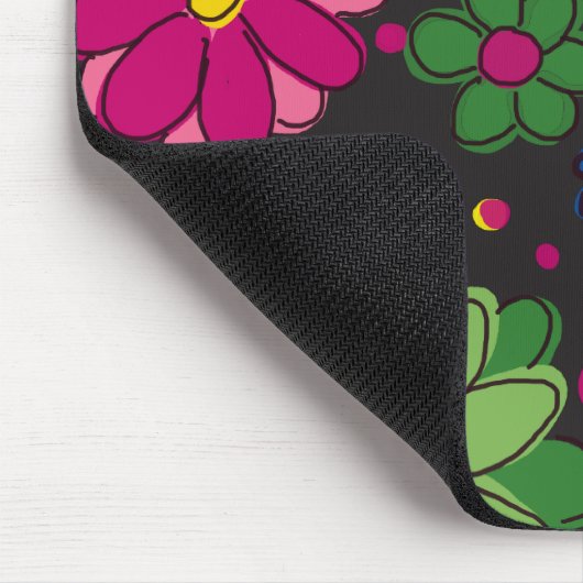 Schwarz mit farbigen Blume Mousepad (Ecke)
