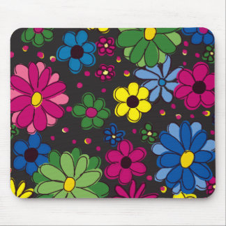 Schwarz mit farbigen Blume Mousepad