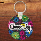 Schwarz mit farbigen Blume Wählen Sie Joy Schlüsse Schlüsselanhänger (Vorderseite)