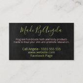 Schwarz mit geblockten, handgefertigten Wellness-C Visitenkarte (Rückseite)