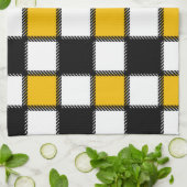 Schwarz mit gelbem Tartan Geschirrtuch (Gefaltet)