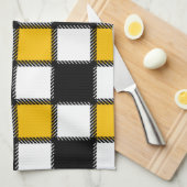 Schwarz mit gelbem Tartan Geschirrtuch (Viertel Falte)