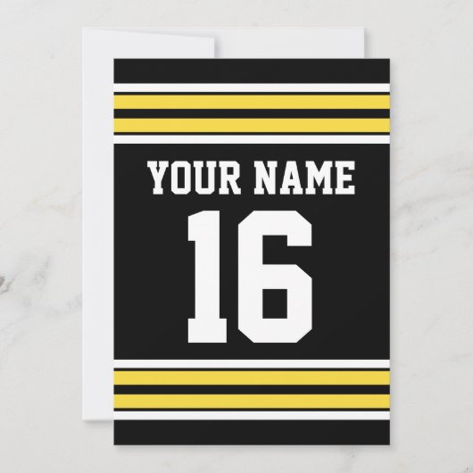 Schwarz mit gelben weißen Streifen Team Jersey Einladung (Vorderseite)