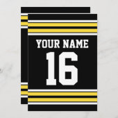 Schwarz mit gelben weißen Streifen Team Jersey Einladung (Vorne/Hinten)