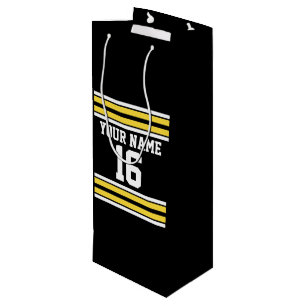 Schwarz mit gelben weißen Streifen Team Jersey Geschenktüte Für Weinflaschen