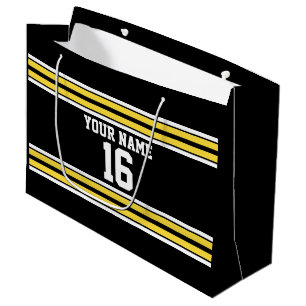 Schwarz mit gelben weißen Streifen Team Jersey Große Geschenktüte