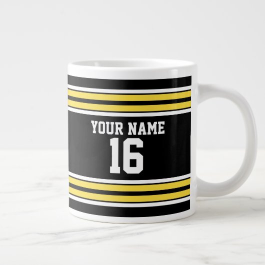 Schwarz mit gelben weißen Streifen Team Jersey Jumbo-Tasse (Rechts)