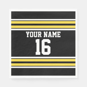 Schwarz mit gelben weißen Streifen Team Jersey Serviette