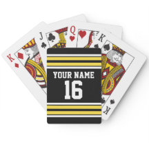 Schwarz mit gelben weißen Streifen Team Jersey