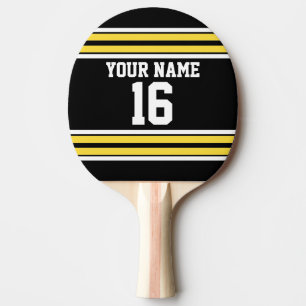 Schwarz mit gelben weißen Streifen Team Jersey Tischtennis Schläger