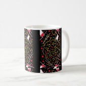Schwarz mit gemischtfarbenem Muster, glänzend Kaffeetasse (VorderseiteRechts)