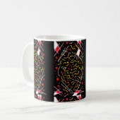 Schwarz mit gemischtfarbenem Muster, glänzend Kaffeetasse (Vorderseite Links)